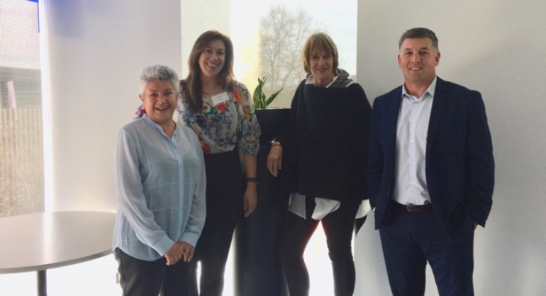 Speakers at the CINZ Update in Christchurch on 2 October - Leonie Ashford, TNZ; Loren Heaphy, ChristchurchNZ; Sue Sullivan, CINZ; and Duane Perrott, Air New Zealand