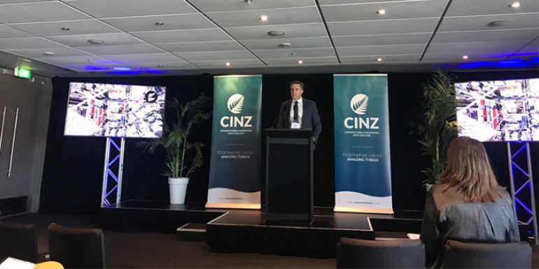 General manager NZICC, Callum Mallett, speaking at MEETINGS 2018, explains the vision behind the amazing artwork that will adorn the exterior walls at the New Zealand International Convention Centre.