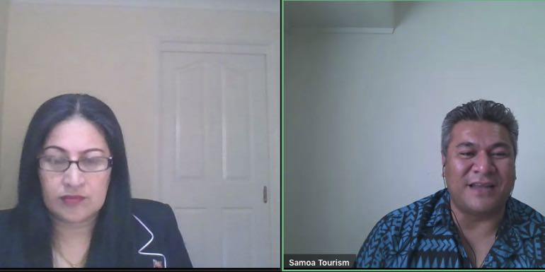 Lydwina Ni’o, Samoa Airways; and Sonny Rivers, Samoa Tourism Authority at last week's webinar