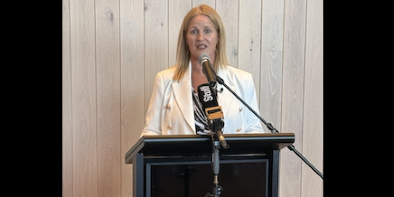 Minister Louise Upston from today's announcement at Tākina Wellington Convention Centre